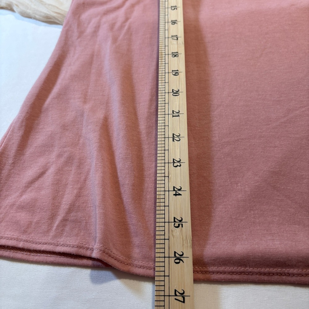 Womens Pink 1/4 Length Cap Sleeve/Back Boho Lace Detail Scoop Neck Size L - Picture 6 of 7